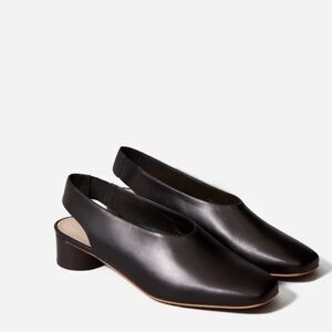 Everlane Square Toe Slingback Heel Black 7